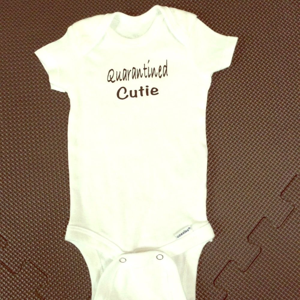 Baby onesie Custom made (quarantined cutie)